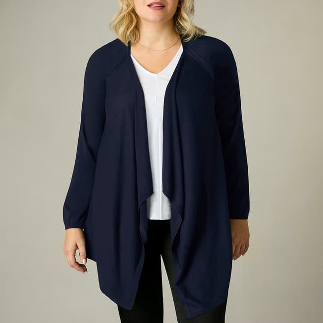 Live Unlimited Navy Knitted Waterfall Cardigan