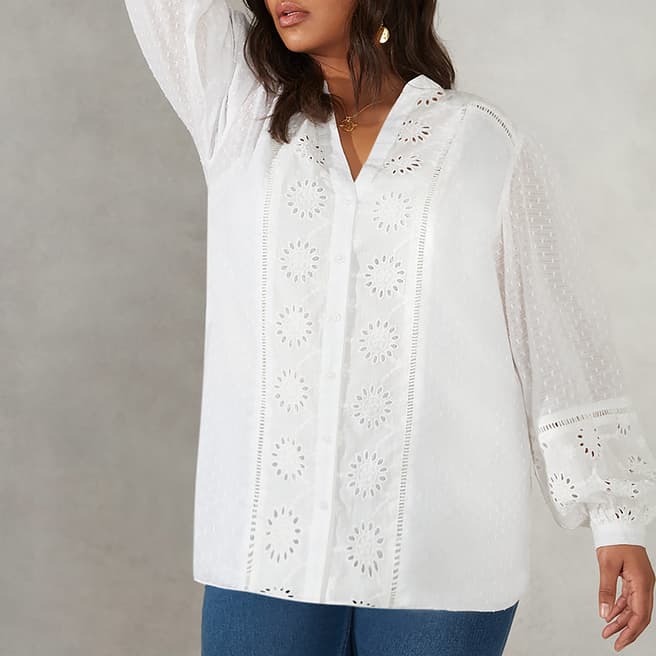 Live Unlimited Ivory Broidery Cotton Blouse