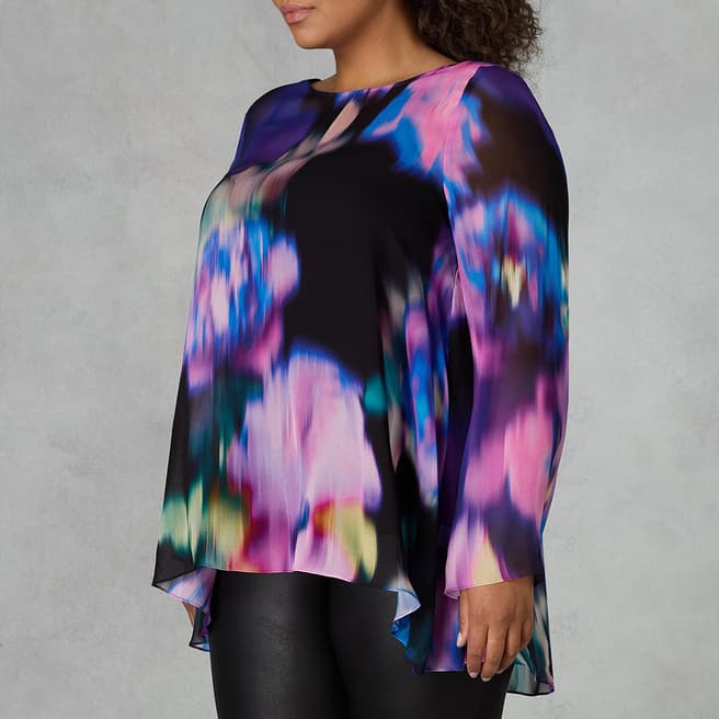 Live Unlimited Purple Abstract Floral Print Top