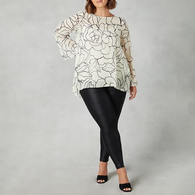Live Unlimited Ivory Floral Print Asymmetric Top