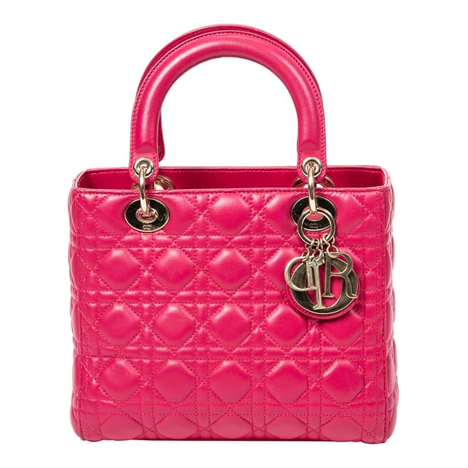 Vintage Dior Fuchsia Pink Medium Lady Dior Zip Handbag