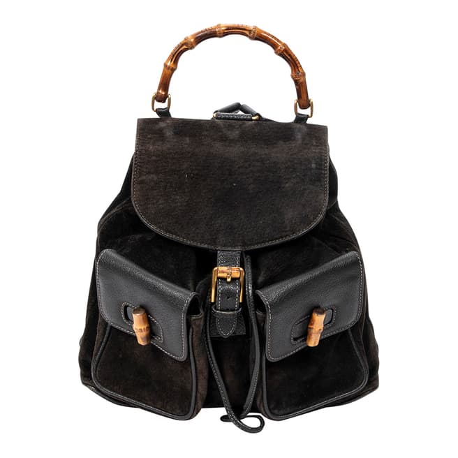 Vintage Gucci Black Large Bamboo Backpack Backpack