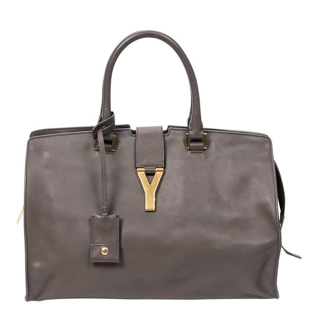 Vintage Yves Saint Laurent Grey Large Classic Y Cabas Shoulder Bag