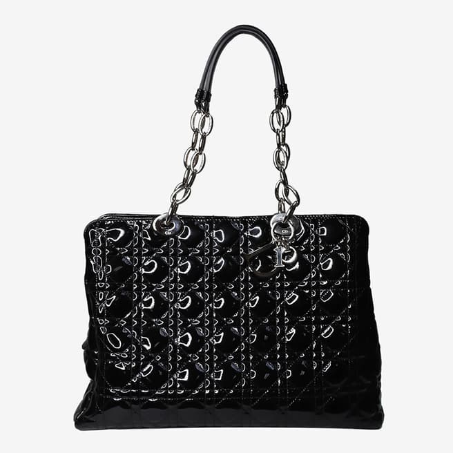 Pre-Loved Christian Dior Black Patent Lady Dior Shoulder Bag 