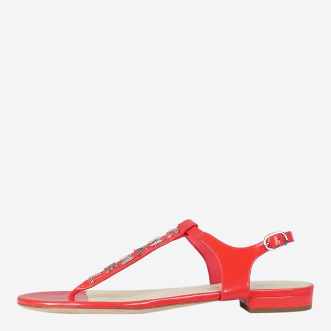 Pre-Loved Chanel Red T-Strap Sandals EU 38