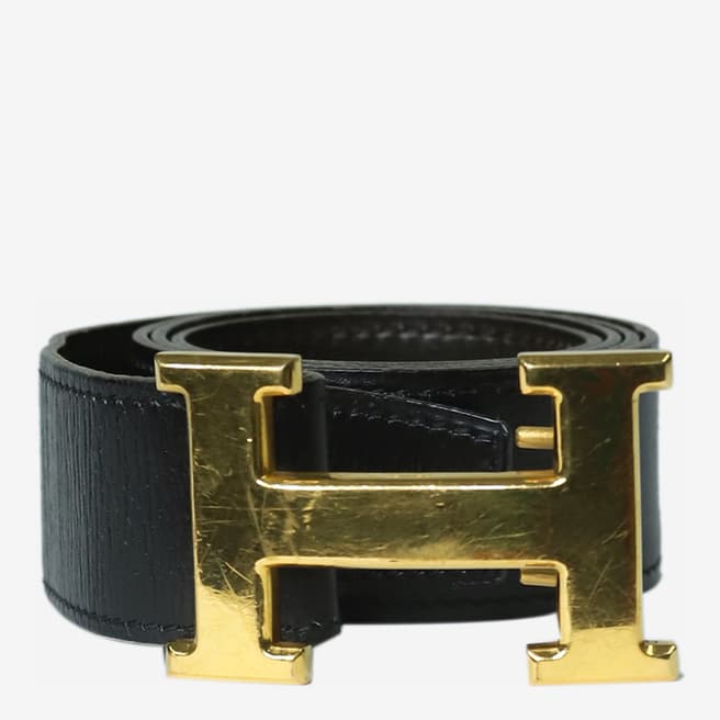 Pre-Loved Hermès Black Hermes H Belt Buckle