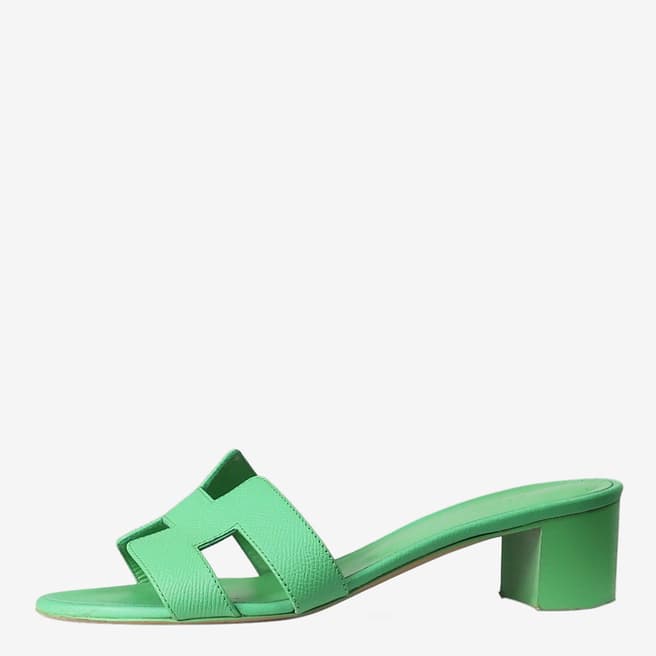 Pre-Loved Hermès Green Oran Heeled Sandals EU 38