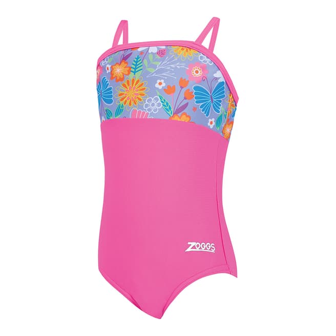 Zoggs Pink Panel Classicback Girls Swimsuit