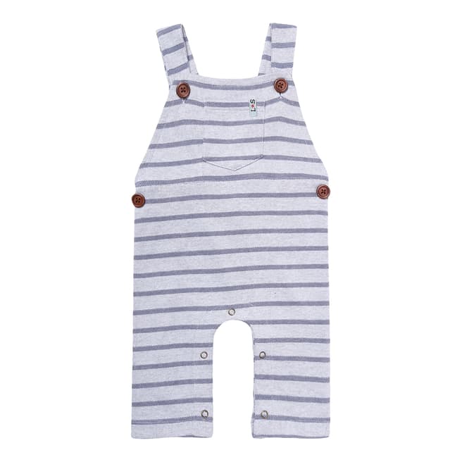 Lilly + Sid Blue Textured Stripe Dungarees