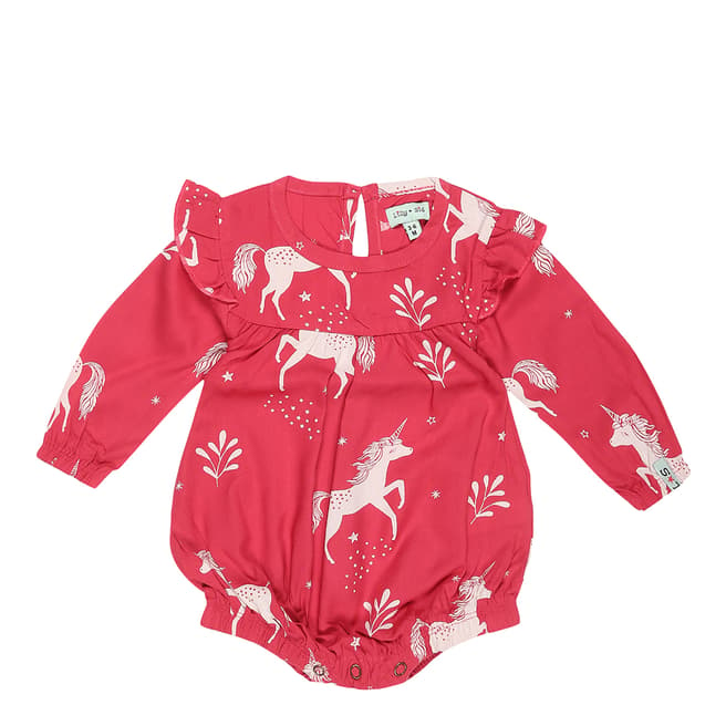 Lilly + Sid Red Unicorn Bubble Romper