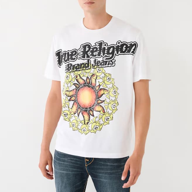 True Religion White Blazing Shoey Cotton T-Shirt