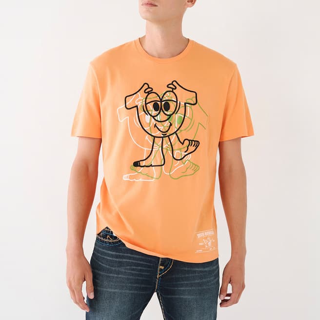 True Religion Orange Illusion Shoey Cotton T-Shirt
