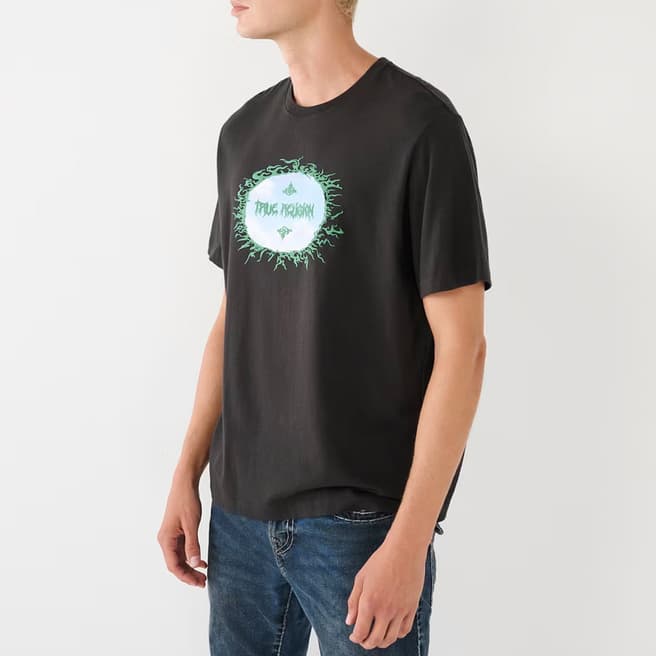True Religion Black Chest Logo Cotton T-Shirt