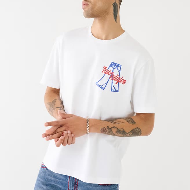 True Religion White Small Printed Logo Cotton T-Shirt