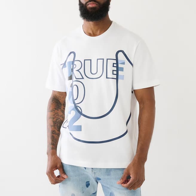 True Religion White Camo Logo Cotton T-Shirt