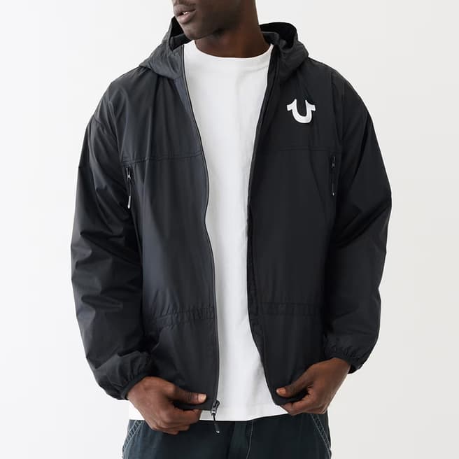 True Religion Black Double Pocket Hooded Jacket