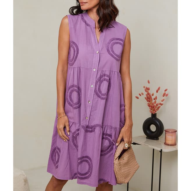LE MONDE DU LIN Purple Linen Mini Dress