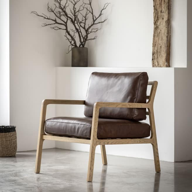 Gallery Living Voulon Armchair, Antique Brown Leather