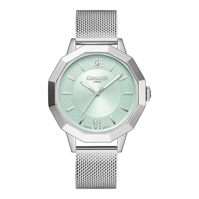 Gamages of London Women's Gamages Of London Silver Lotus Diamond Watch 38mm