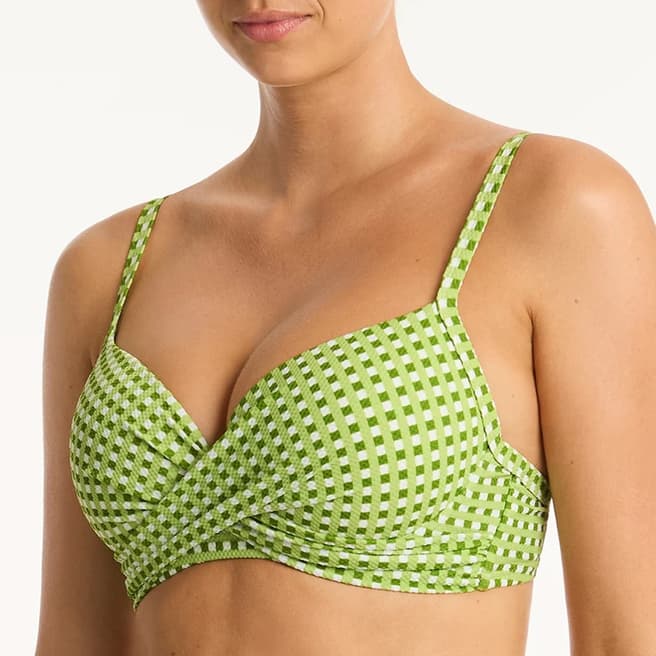 Sea Level Green Checkmate Cross Front Bikini Top