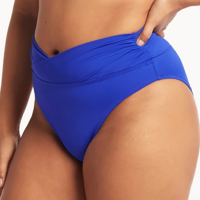 Sea Level Blue Essentials Wrap High Waist Bikini Brief
