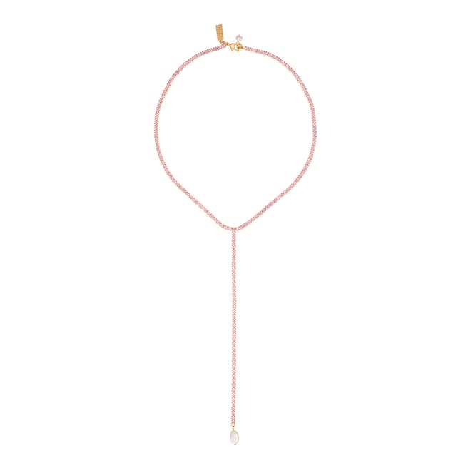 Talis Chains Pink Lariat Necklace Cubic Zirconia