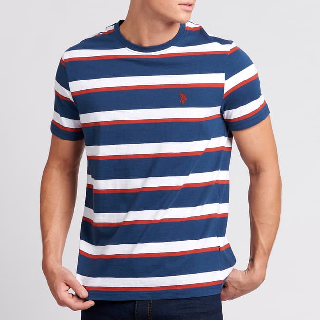 U.S. Polo Assn. Blue All Over Stripe Cotton T-Shirt
