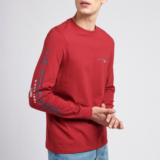 U.S. Polo Assn. Red Long Sleeve Cotton T-Shirt