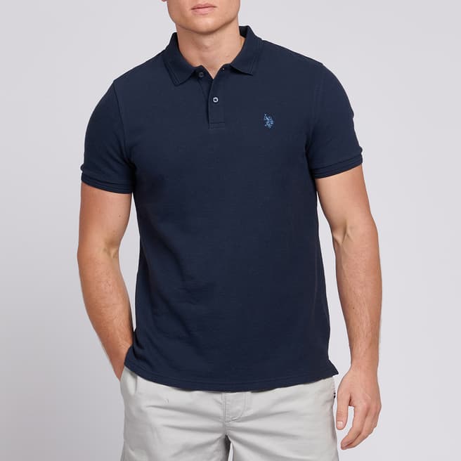 U.S. Polo Assn. Navy Textured Terry Cotton Polo Shirt