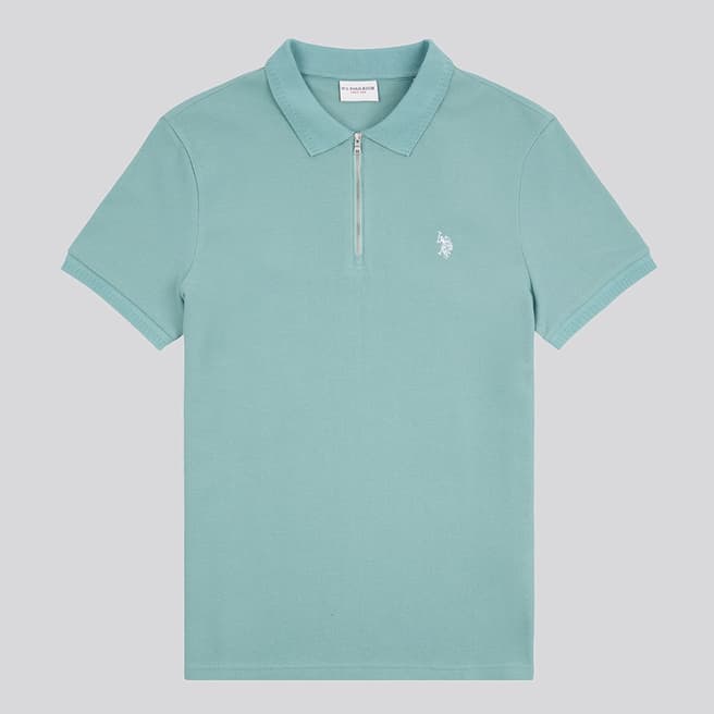 U.S. Polo Assn. Turquoise Textured Cotton Blend Polo Shirt