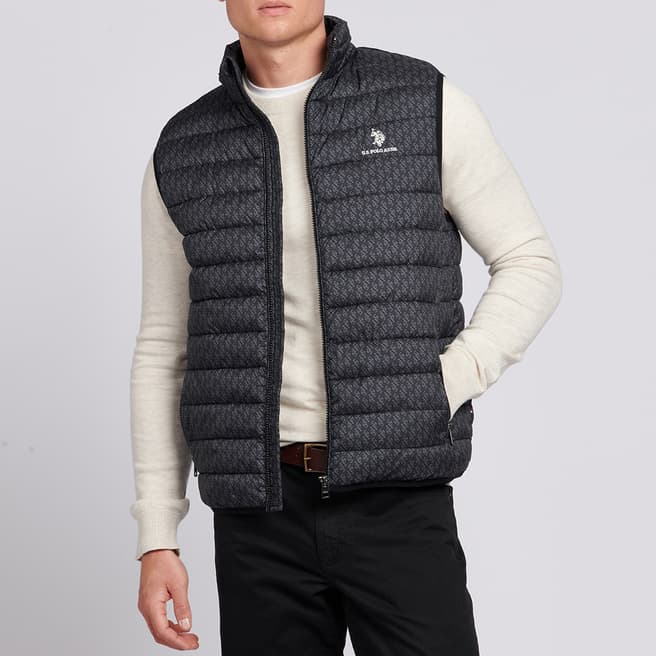 U.S. Polo Assn. Black Monogram Quilted Gilet
