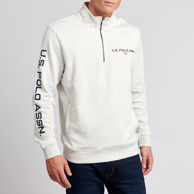 U.S. Polo Assn. Light Grey Half Zip Cotton Sweatshirt 