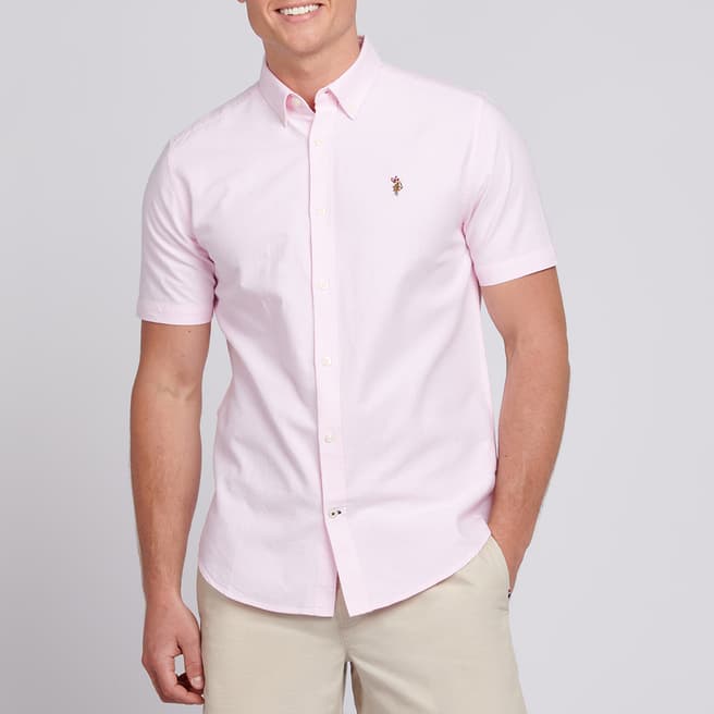 U.S. Polo Assn. Pink Short Sleeve Oxford Cotton Shirt