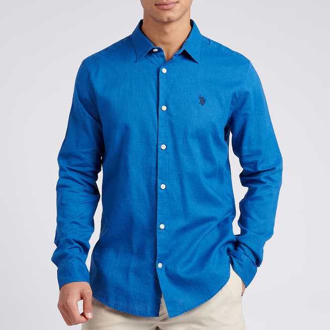U.S. Polo Assn. Blue Linen Blend Long Sleeve Shirt