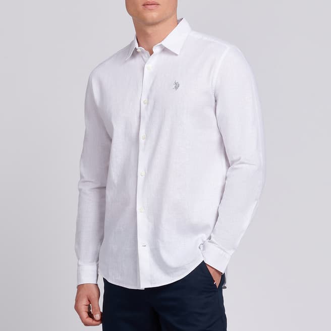 U.S. Polo Assn. White Linen Blend Long Sleeve Shirt