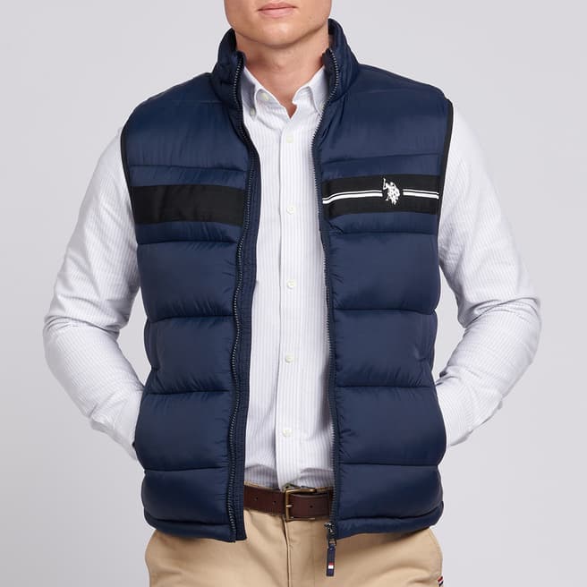 U.S. Polo Assn. Navy Quilted Tape Logo Gilet