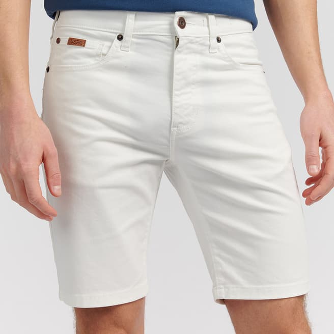U.S. Polo Assn. White Woven Cotton Blend Shorts