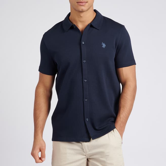 U.S. Polo Assn. Navy Twill Short Sleeve Cotton Blend Shirt