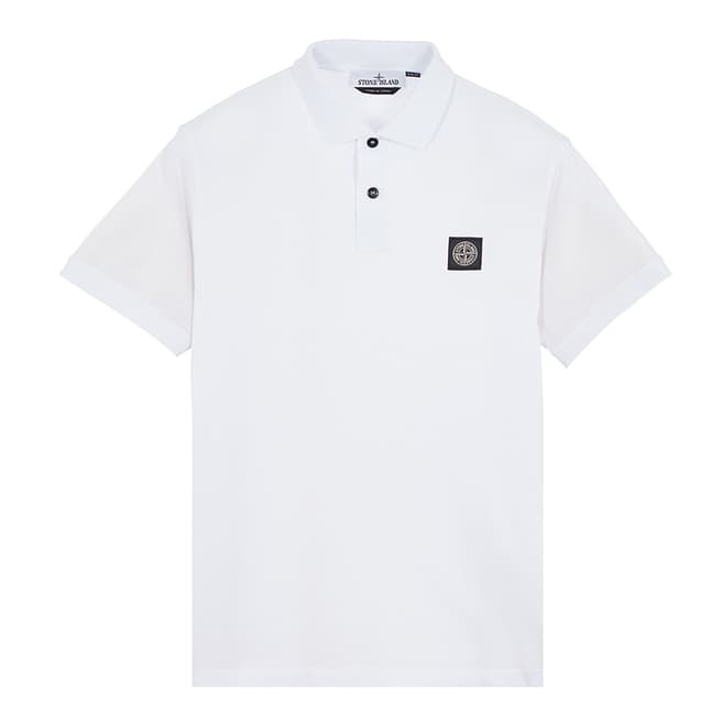Stone Island White Cotton Blend Polo Shirt