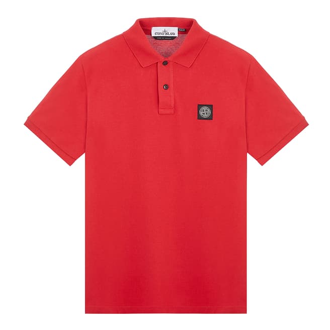 Stone Island Red Cotton Blend Polo Shirt
