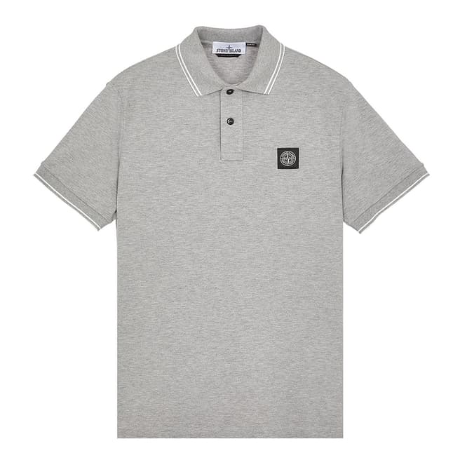 Stone Island Grey Contrast Trims Cotton Blend Polo Shirt