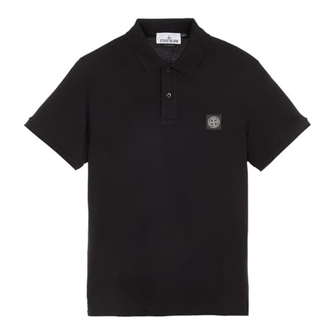 Stone Island Black Cotton Blend Polo Shirt