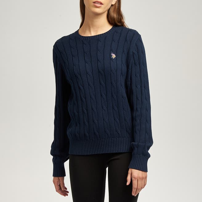 U.S. Polo Assn. Navy Cable Knit Cotton Jumper