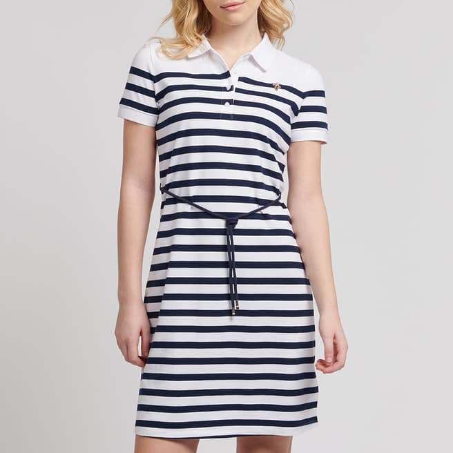 U.S. Polo Assn. Navy/White Stripe Cotton Blend Polo Dress