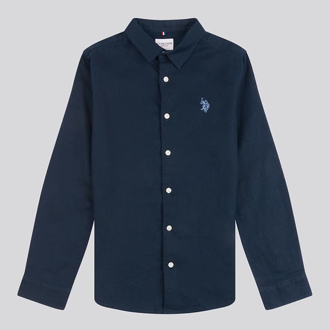 U.S. Polo Assn. Navy Cotton Linen Blend Shirt