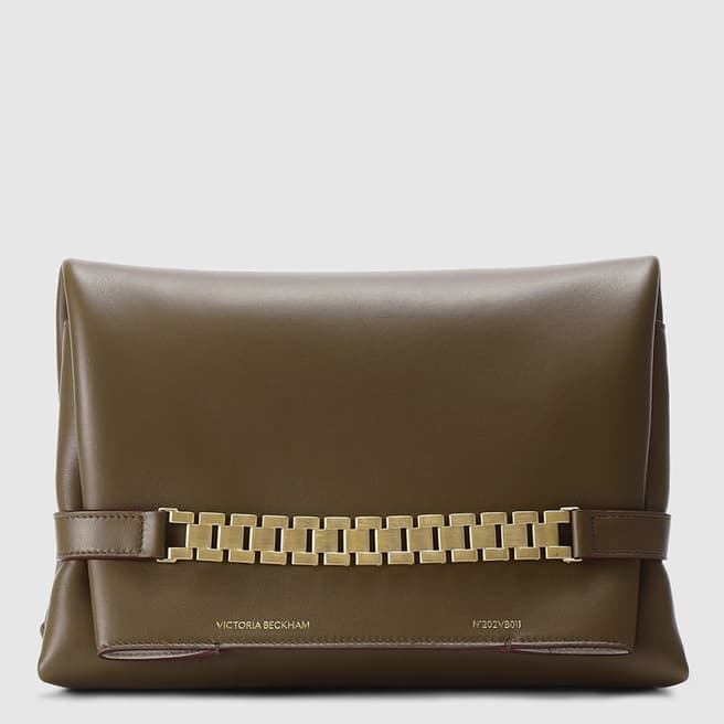 Victoria Beckham Green Chain Pouch Leather Clutch Bag