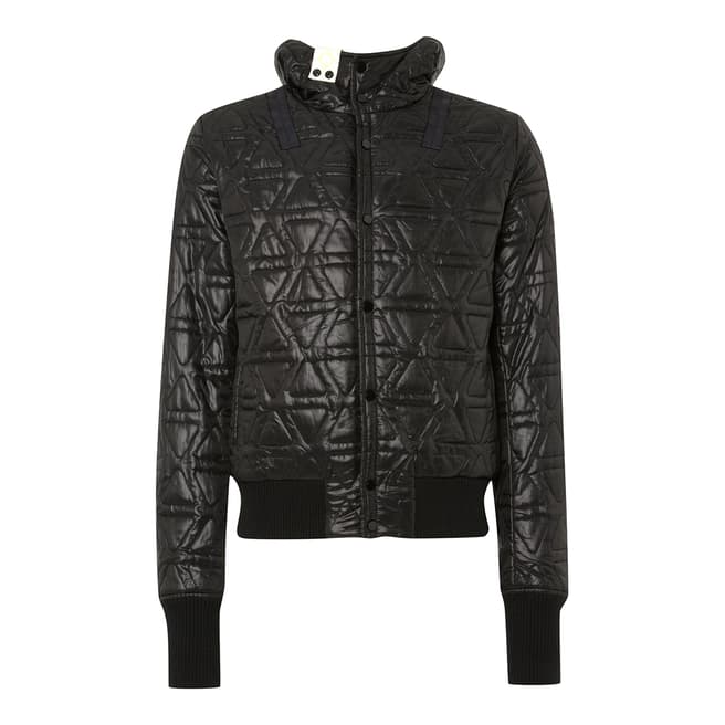 Ma Strum Black Hooded Quilted Jacket