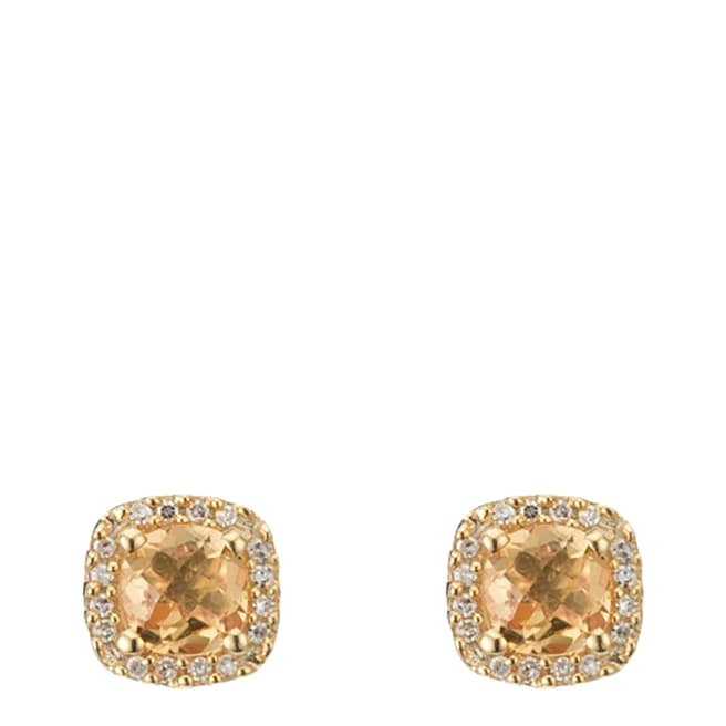 MUSE  Yellow Gold "Popi Coussin" Citrine Earrings