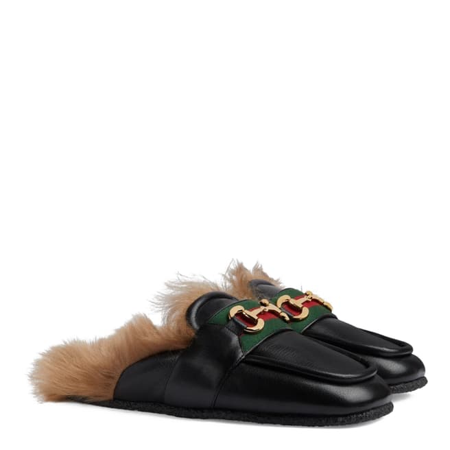 Gucci Black Fur Lined Loafer