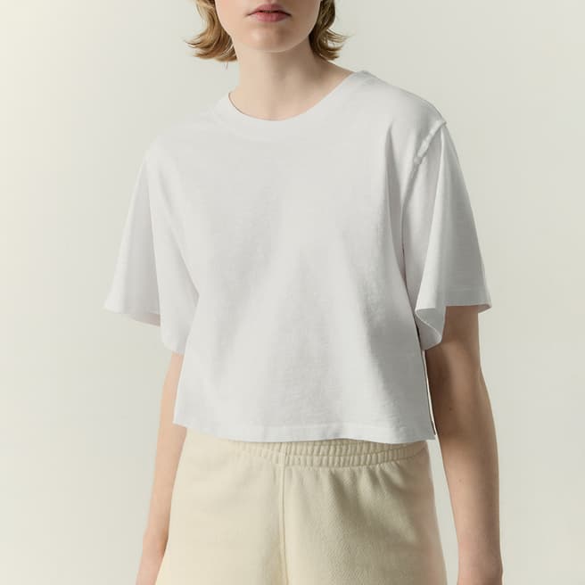 American Vintage White Laweville Cropped Cotton T-Shirt